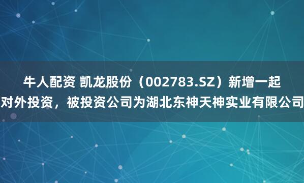 牛人配资 凯龙股份（002783.SZ）新增一起对外投资，被投资公司为湖北东神天神实业有限公司